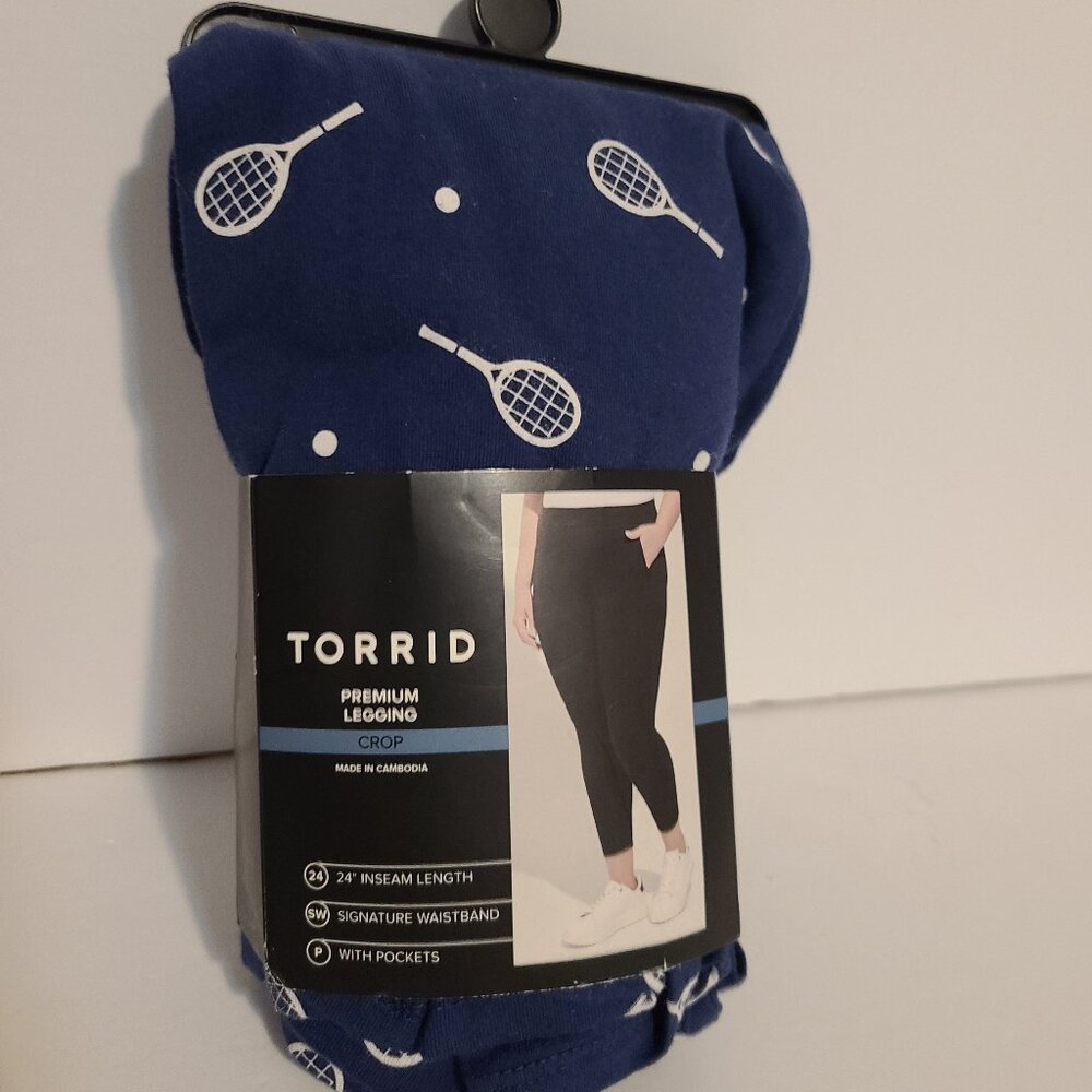 TORRID CROP SIGNATURE WAIST POCKET PREMIUM LEGGING TENNIS COLLECTION- SIZE 2